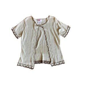 R&K Vintage Knitted Cardigan Grandma Sweater Size 8 Embroidered